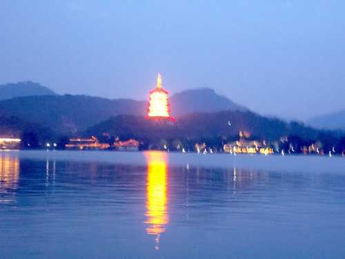 shining pagoda and its reflection